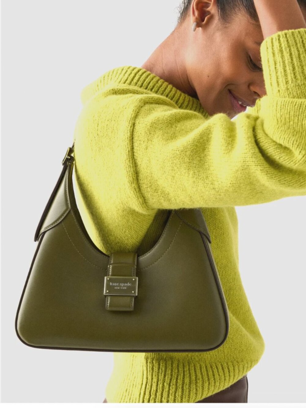 New Kate Spade Nouveau Small Shoulder Bag Smooth Leather Seaweed